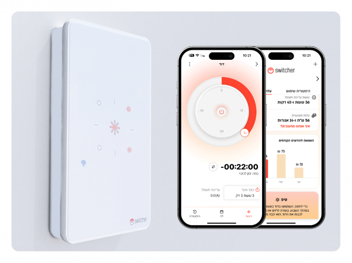 ⁦Switcher onWall - מתג חכם לדוד⁩ – תמונה ⁦3⁩